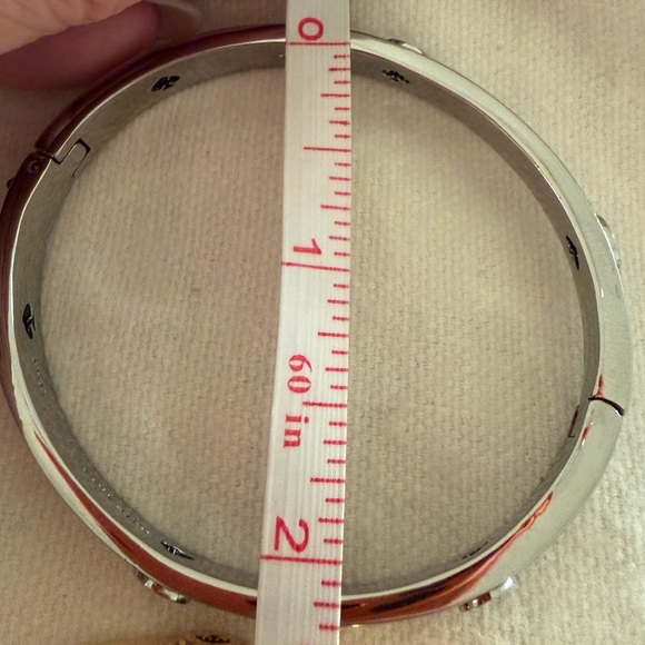Kate Spade Shiny studded Silver hinged bangle Bracelet - Picture 8 of 11